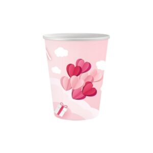 Gobelets en carton - Love is In The Air rose - 6 pièces - 250ml