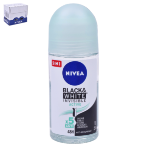 Déodorant Nivea Roll-On Black & White Invisible Active (50ml)