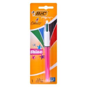 Stylo bille BIC 4 Couleurs Shine - Rose - Édition Brillante