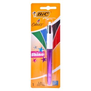 Stylo bille BIC 4 Couleurs Shine - Violet - Édition Brillante