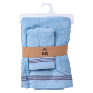 Ensemble de Serviettes de Bain - bleu - 70x140cm + 35x75cm