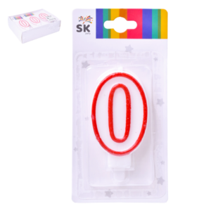 x_Bougie d'Anniversaire n°0 - blanc et rouge