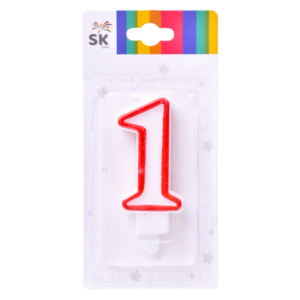 x_Bougie d'Anniversaire n°1 - blanc et rouge