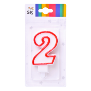x_Bougie d'Anniversaire n°2 - blanc et rouge