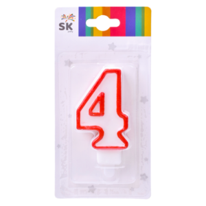x_Bougie d'Anniversaire n°4 - blanc et rouge