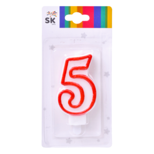 x_Bougie d'Anniversaire n°5 - blanc et rouge