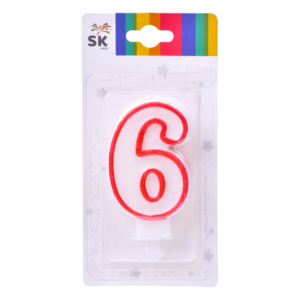 x_Bougie d'Anniversaire n°6 - blanc et rouge