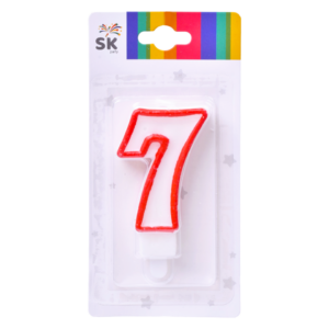 x_Bougie d'Anniversaire n°7 - blanc et rouge