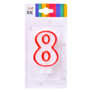 x_Bougie d'Anniversaire n°8 - blanc et rouge