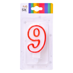 x_Bougie d'Anniversaire n°9 - blanc et rouge