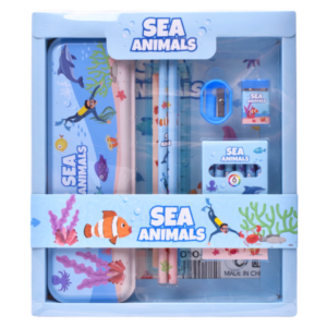 Kit Scolaire Complet - rigide avec des dessins de animaux marins