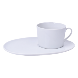 Tasse avec soucoupe en ceramique blanche -  320ml