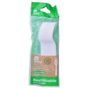 Fourchette plastique réutilisable 16,5cm 20 unités